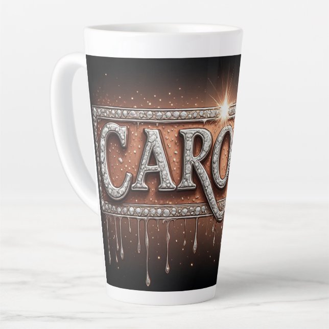 Caneca De Café Latte Nome Carolyn em Ouro Pingando (Ângulo esquerdo)