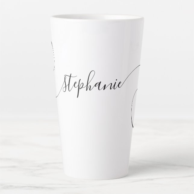 Caneca De Café Latte Nome com Letra Elegante e Curva (Frente)