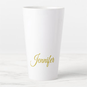 Caneca De Café Latte Nome cor dourada profissional minimalista moderno 