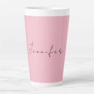 Caneca De Café Latte Nome da caligrafia feminina rosa-claro profissiona