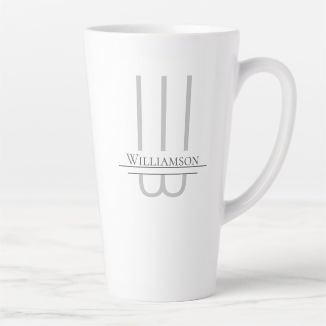 Caneca De Café Latte Nome da Cinza Monograma Latino (Direita)