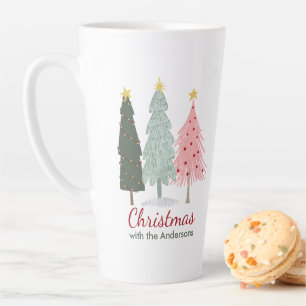 Caneca De Café Latte Nome da família personalizada Natal minimalista mo