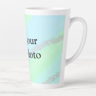 Caneca De Café Latte Nome de adição do pastel cintilante verde-rosa azu