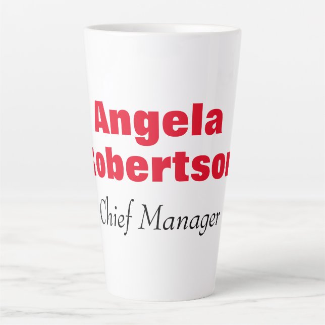 Caneca De Café Latte Nome de adição simples e moderno e branco vermelho (Frente)