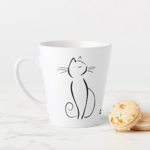 Caneca De Café Latte Nome de adicionar preto minimalista em branco