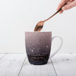 Caneca De Café Latte Nome de cintilações preto e rosa modernos<br><div class="desc">Nome de cintilações preto e rosa modernos</div>