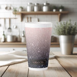 Caneca De Café Latte Nome de cintilações preto e rosa modernos<br><div class="desc">Nome de cintilações preto e rosa modernos</div>
