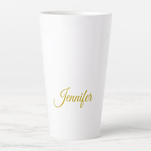 Caneca De Café Latte Nome de cor dourada profissional minimalista moder