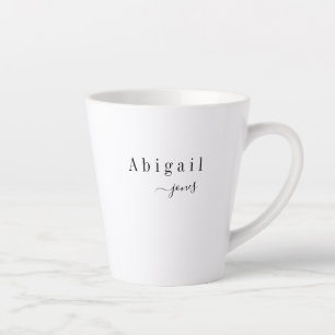 Caneca De Café Latte Nome de Script Minimalista Elegante Personalizado