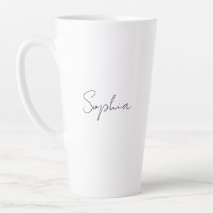 Caneca De Café Latte Nome de Script Preto ou Monograma em Branco