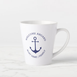 Caneca De Café Latte Nome do barco personalizado: bem-vindo Ancora náu