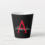 Caneca De Café Latte Nome do Monograma da Rapariga do Script Preto Verm<br><div class="desc">Monograma de Script Simples preto e vermelho Nome Latte Coffee Cup Mug. Isto faz o doce e perfeito aniversário de 16 anos,  casamento,  chá de panela,  aniversário,  chá de fraldas ou festa de solteira presente para alguém que ama luxo de luxo e estilos quíticos.</div>