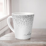 Caneca De Café Latte Nome do Monograma do Minirograma de Metal Glitter<br><div class="desc">Folha De Prata Folha Metálica Brilhante Metálica Esfregada Monograma De Metais Nome Latte Coffee Cup Mug. Isto faz o doce e perfeito aniversário de 16 anos,  casamento,  chá de panela,  aniversário,  chá de fraldas ou festa de solteira presente para alguém que ama luxo de luxo e estilos quíticos.</div>