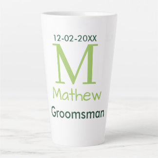 Caneca De Café Latte nome do padrinho verde masculino letra data pastel