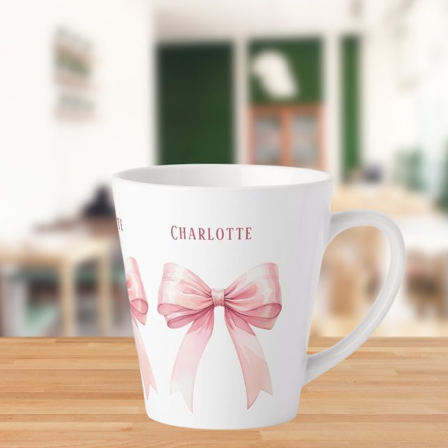 Caneca De Café Latte Nome do script de arcos Rosa (Criador carregado)
