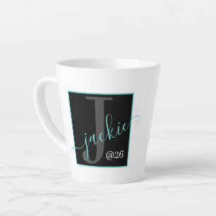Caneca De Café Latte Nome do Script Monograma Personalizado Latte Mug