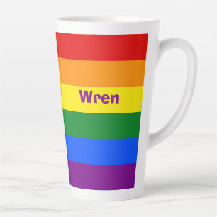 Caneca De Café Latte Nome do Sinalizador do Orgulho Arco-Íris ou Monogr