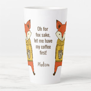 Caneca De Café Latte Nome e texto personalizados da Fox Sake