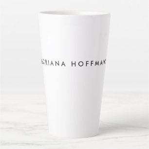 Caneca De Café Latte Nome minimalista branco preto simples
