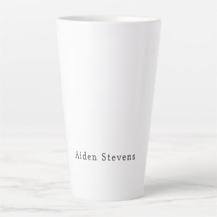 Caneca De Café Latte Nome Minimalista Simples e Elegante Preto e Branco