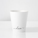 Caneca De Café Latte Nome Monograma Garota Roscas Script Moderno Preto<br><div class="desc">Caneca de Café com Nome Monograma de Letra Simples Preto e Branco. Este é o presente perfeito para alguém que ama luxo e estilos chiques para aniversário de 16 anos,  casamento,  chá de noiva,  aniversário de casamento,  chá de bebê ou despedida de solteira.</div>