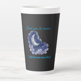 Caneca De Café Latte Nome Personalizado Amor Você até a Lua Aquarela Lu