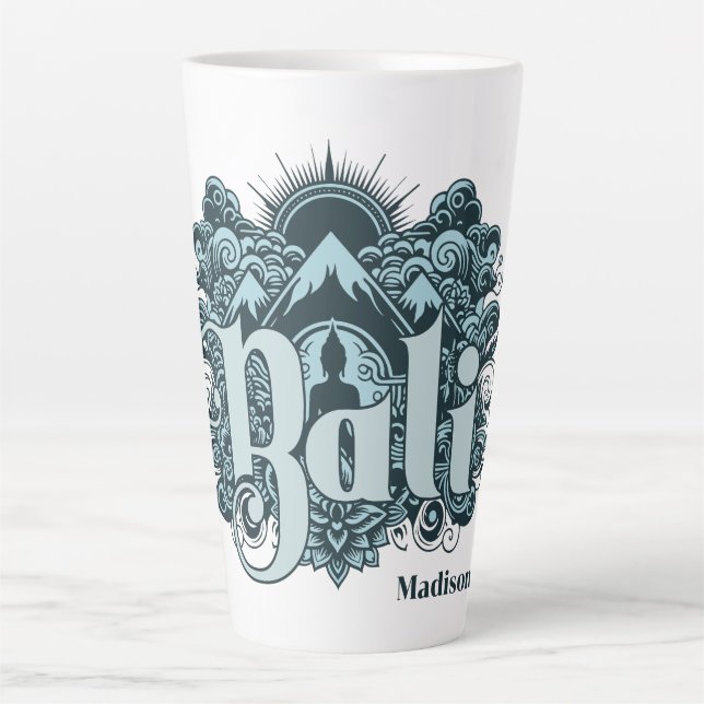 Caneca De Café Latte Nome Personalizado Bali (Frente)