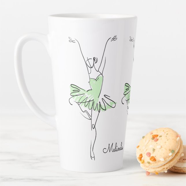 Caneca De Café Latte Nome personalizado Ballerina (In Situ)