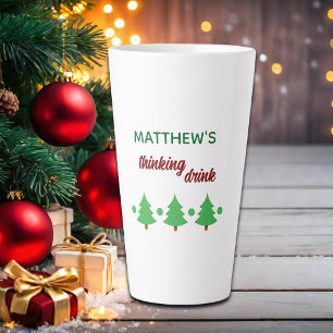 Caneca De Café Latte Nome Personalizado Bebida Pensativa Árvores de Nat