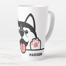 Caneca De Café Latte Nome Personalizado Cole Siberian Husky