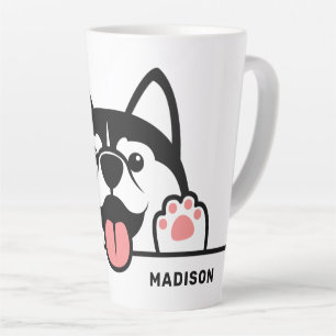 Caneca De Café Latte Nome Personalizado Cole Siberian Husky