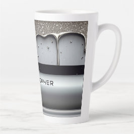 Caneca De Café Latte Nome Personalizado Com Metal Líquido Gotejando