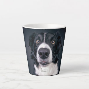 Caneca De Café Latte Nome Personalizado da Foto do Cão