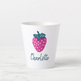 Caneca De Café Latte Nome Personalizado da Fruta de Morango Cujo