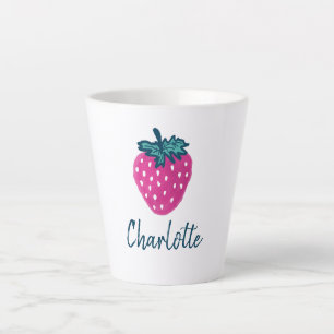 Caneca De Café Latte Nome Personalizado da Fruta de Morango Cujo