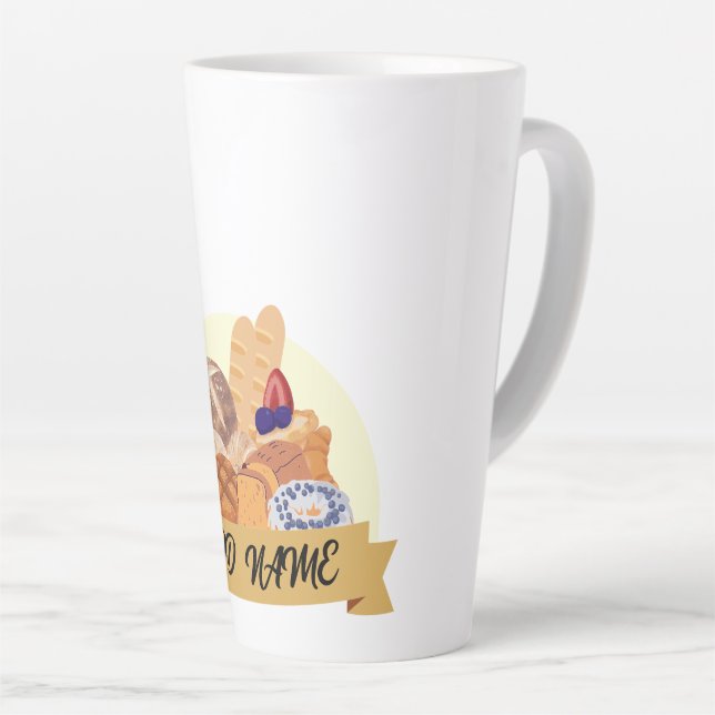 Caneca De Café Latte Nome personalizado da padaria de pastelaria de sob (Ângulo direito)