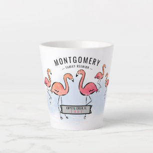 Caneca De Café Latte Nome Personalizado de Flamingo Rosa Tropical de Re