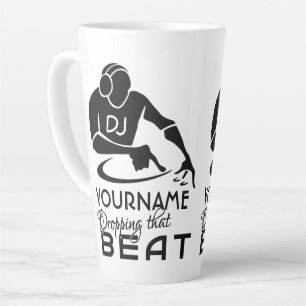 Caneca De Café Latte nome personalizado DJ