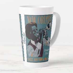Caneca De Café Latte Nome personalizado do New Orleans Music