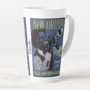 Caneca De Café Latte Nome personalizado do New Orleans Music