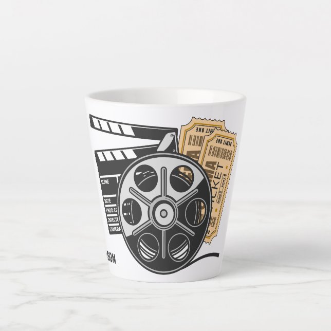 Caneca De Café Latte Nome personalizado e filme colorido (Frente)