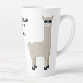 Caneca De Café Latte Nome personalizado e texto Legal Llama Latte mug