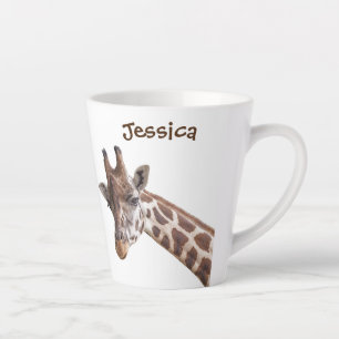 Caneca De Café Latte Nome Personalizado Girafa