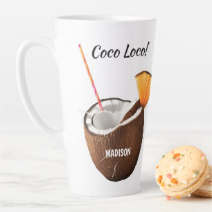 Caneca De Café Latte Nome Personalizado & Localização Coco Loco