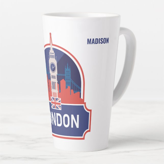 Caneca De Café Latte Nome Personalizado Londres (Ângulo direito)