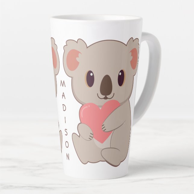 Caneca De Café Latte Nome Personalizado Love Koala (Ângulo direito)