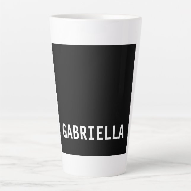 Caneca De Café Latte Nome personalizado mínimo profissional branco pret (Frente)