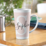 Caneca De Café Latte Nome Personalizado Moderno Monograma Pastel Rosa<br><div class="desc">Nome Personalizado Moderno Monograma Pastel Rosa</div>
