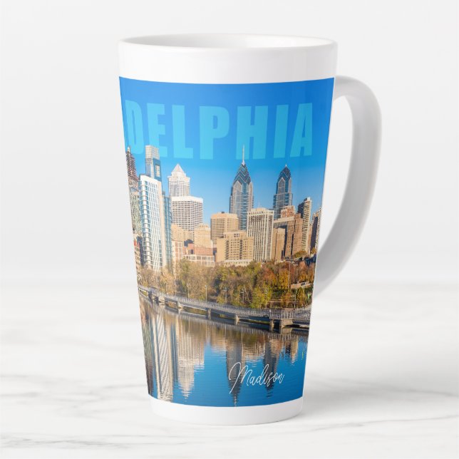 Caneca De Café Latte Nome Personalizado Philadelphia Pensilvânia (Ângulo direito)