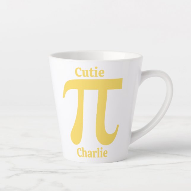 Caneca De Café Latte Nome personalizado Pi / Pie Cutie (Direita)